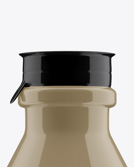 Glossy Plastic Dairy Bottle Mockup - Front View