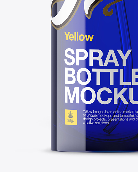 Blue Spray Bottle With Transparent Cap Mockup