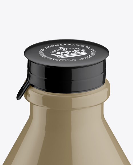 Glossy Plastic Dairy Bottle Mockup (High-Angle Shot)