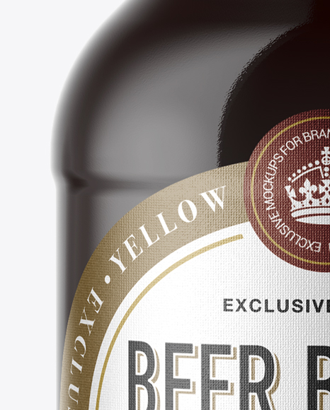 330ml Clear Glass Bottle with Brown Ale Mockup