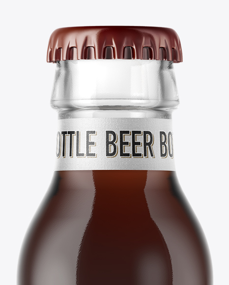 330ml Clear Glass Bottle with Brown Ale Mockup