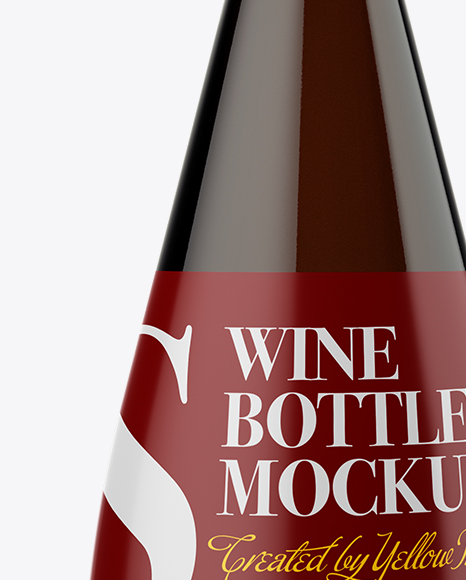 Dark Amber Glass Wine Bottle Mockup