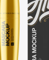 Metallic Mascara Tube With Box Mockup