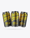 Three Metallic Cans W/ Matte Finish Mockup