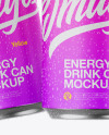 Three Metallic Cans W/ Matte Finish Mockup