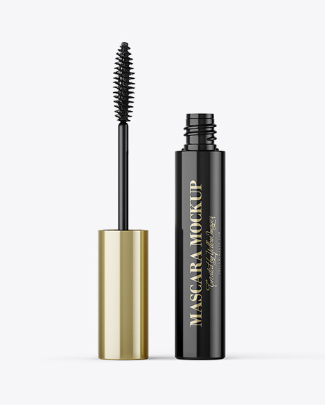 Opened Glossy Mascara Tube Mockup - Opened+Glossy+Mascara+Tube+Mockup+In+Packaging+Mockups+On