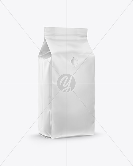 Matte Coffee Bag with Valve Mockup - Half Side View