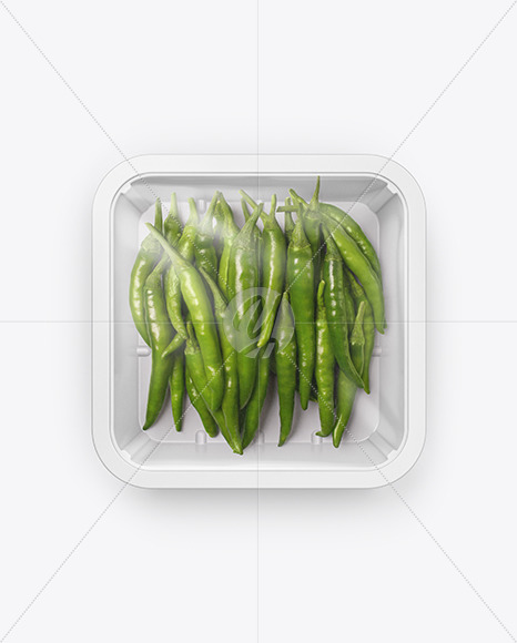 Plastic Tray With Green Chili Peppers Mockup