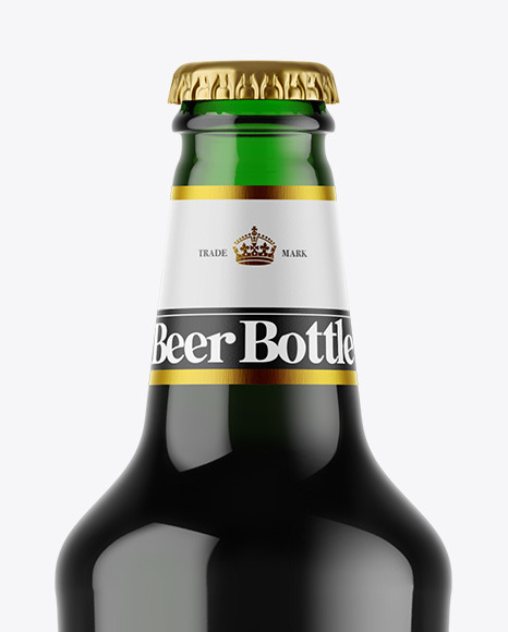 Green Glass Dark Beer Bottle Mockup