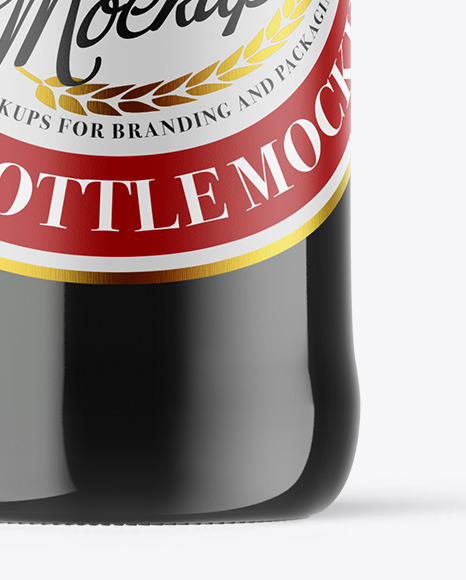 Green Glass Dark Beer Bottle Mockup