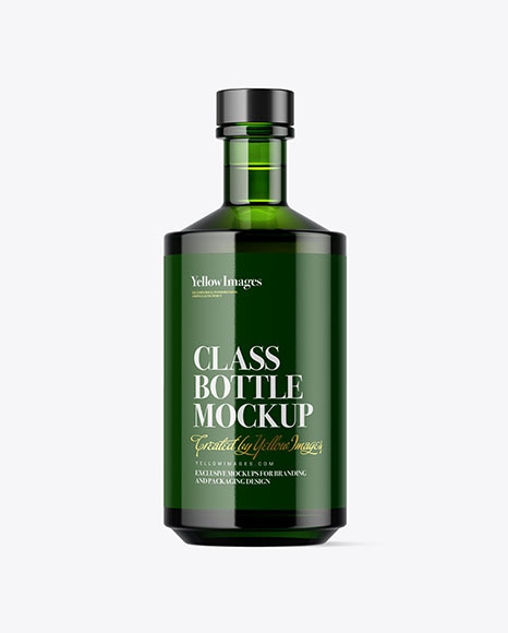 Green Glass Bottle Mockup