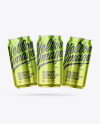 Three Glossy Metallic Cans Mockup Three Glossy Metallic Cans Mockup