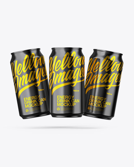 Three Glossy Metallic Cans Mockup