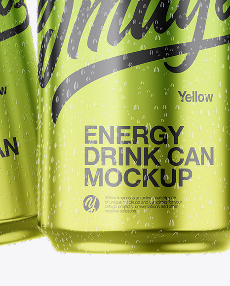 Three Glossy Metallic Cans Mockup Three Glossy Metallic Cans Mockup