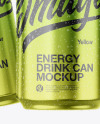 Three Glossy Metallic Cans Mockup Three Glossy Metallic Cans Mockup