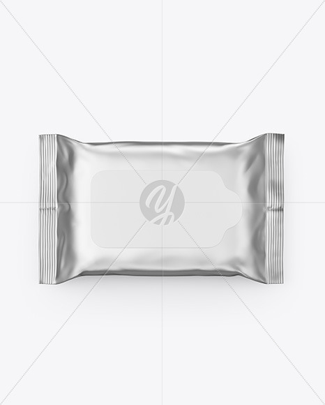 Metallic Wet Wipes Pack Mockup - Top View