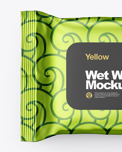 Metallic Wet Wipes Pack Mockup - Top View