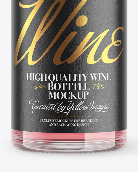 Clear Glass Pink Wine Bottle Mockup