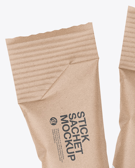 Two Kraft Stick Sachets Mockup