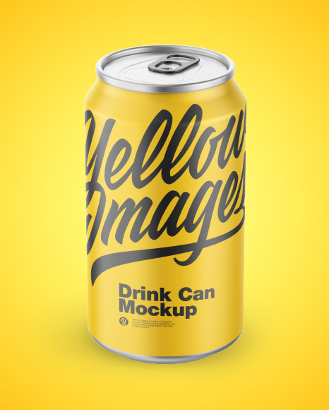 Metallic Drink Can w/ Matte Finish Mockup