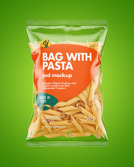 Plastic Bag With Pennoni Rigati Pasta Mockup