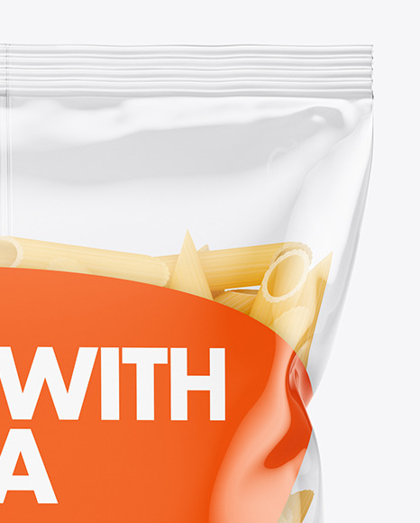 Plastic Bag With Pennoni Rigati Pasta Mockup