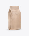 Kraft Coffee Bag with Valve Mockup - Half Side View