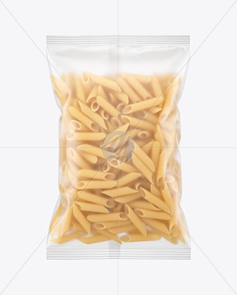 Matte Plastic Bag With Pennoni Rigati Pasta Mockup