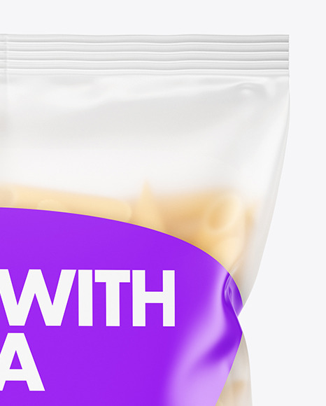 Matte Plastic Bag With Pennoni Rigati Pasta Mockup