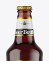 Amber Glass Bottle With Red Ale Mockup