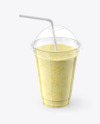 Banana Smoothie Cup with Straw Mockup