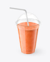 Watermelon Smoothie Cup with Straw Mockup