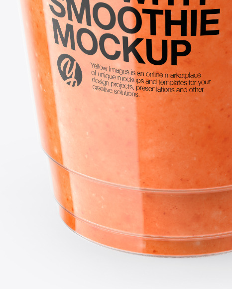 Watermelon Smoothie Cup with Straw Mockup