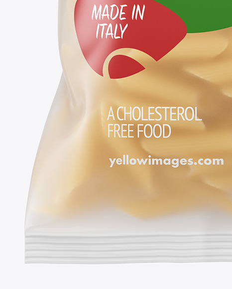 Frosted Plastic Bag With Pennoni Rigati Pasta Mockup