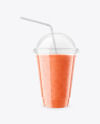 Watermelon Smoothie Cup with Straw Mockup