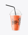 Watermelon Smoothie Cup with Straw Mockup