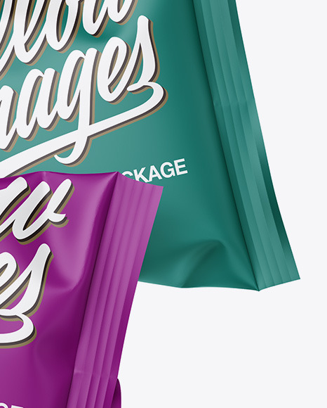 Two Matte Snack Packages Mockup