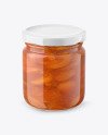 Apricot Jam Glass Jar Mockup – Front View (High Angle Shot)