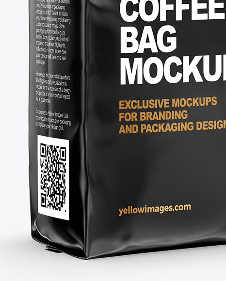 Glossy Coffee Bag Mockup - Half Side View