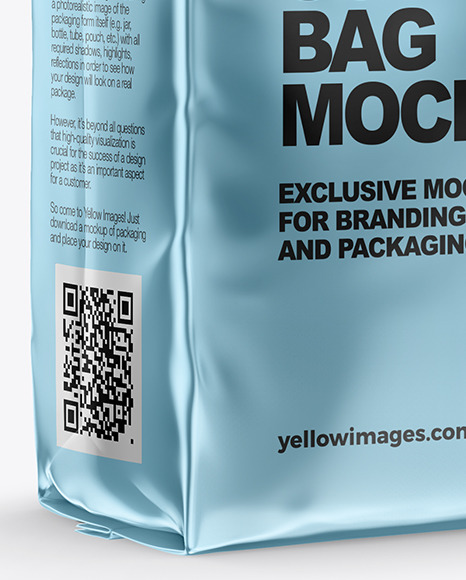 Metallic Coffee Bag with Valve Mockup - Half Side View