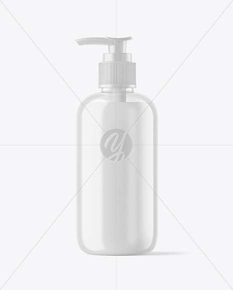 Clear Liquid Soap Bottle with Pump Mockup