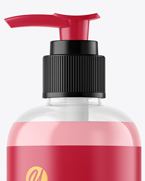 Clear Liquid Soap Bottle with Pump Mockup