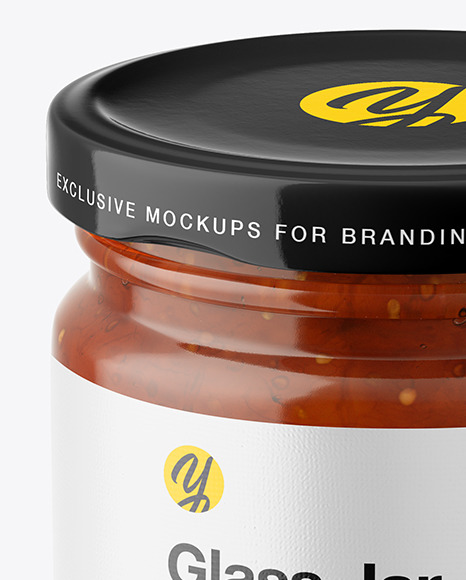 Fig Jam Glass Jar Mockup – Front View (High Angle Shot)