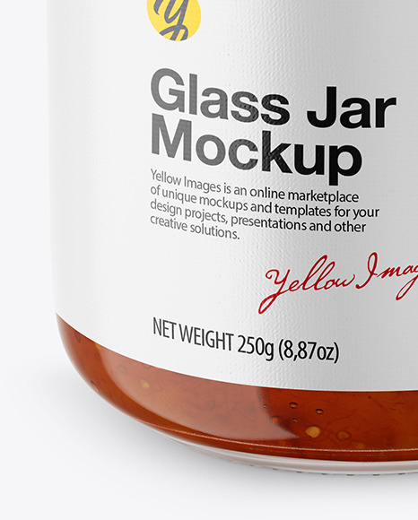 Fig Jam Glass Jar Mockup – Front View (High Angle Shot)