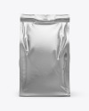 Glossy Metallic Food Bag Mockup - Front View