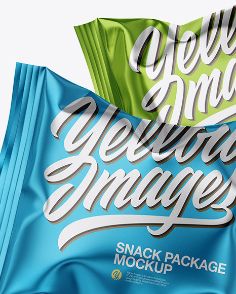 Two Metallic Snack Packages Mockup