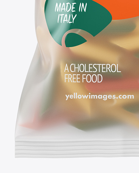 Frosted Plastic Bag With Tricolor Pennoni Rigati Pasta Mockup