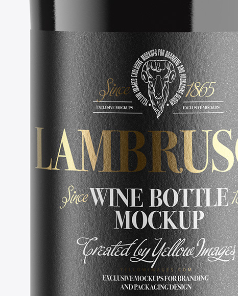 Green Glass Lambrusco Bottle With Red Wine Mockup