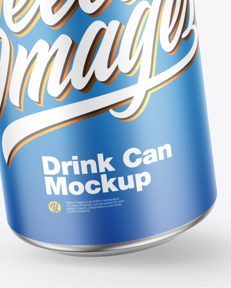 Metallic Drink Can w/ Matte Finish Mockup