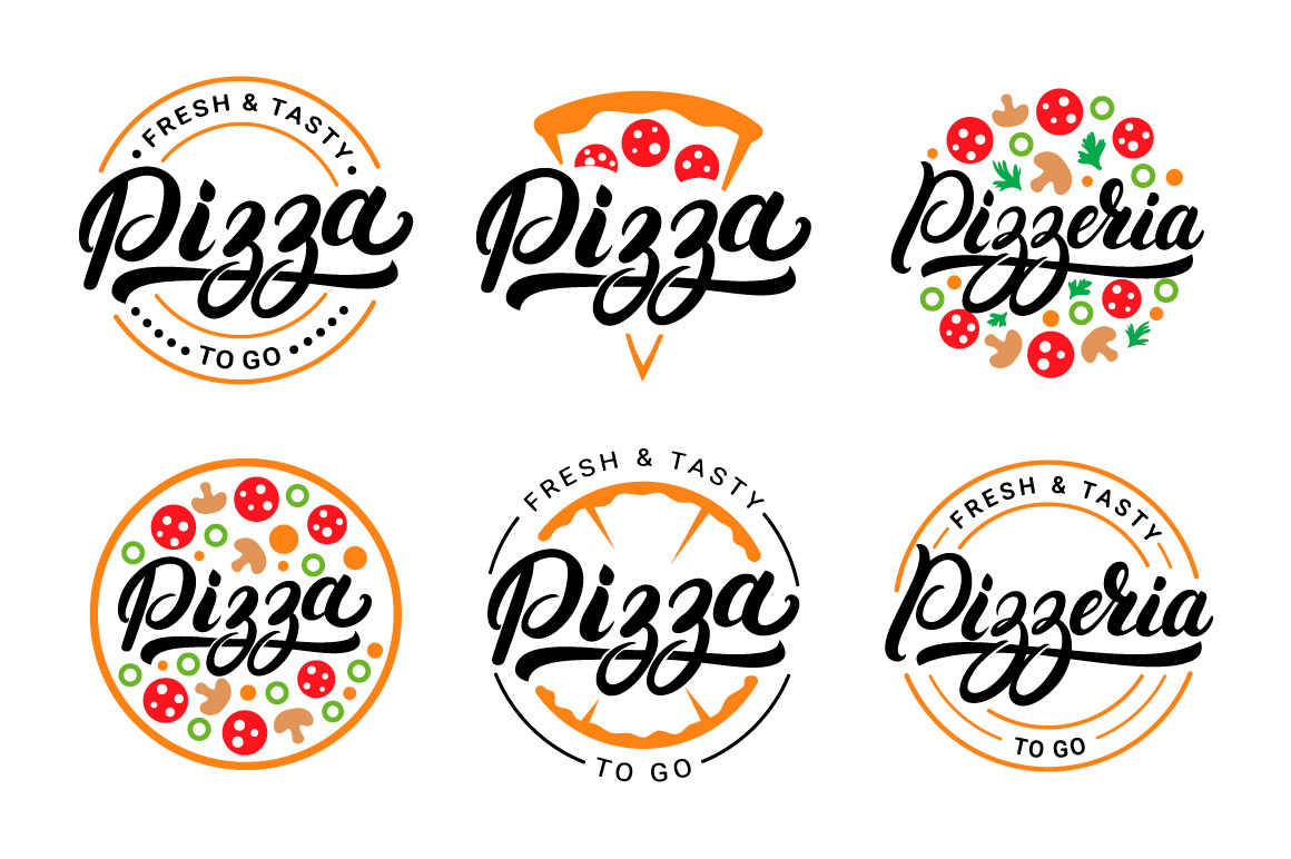 6 Pizza Lettering Logo